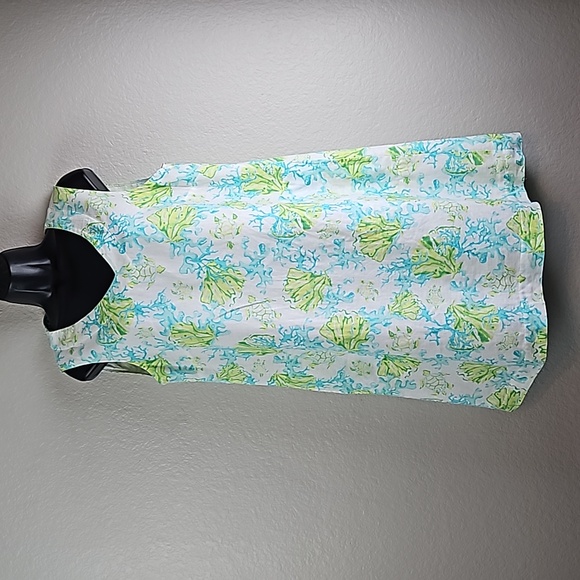 J. Jill | Women's Tropical Linen Lined Slip-On V-Neck Pockets Shift Dress Sz M - Picture 2 of 13